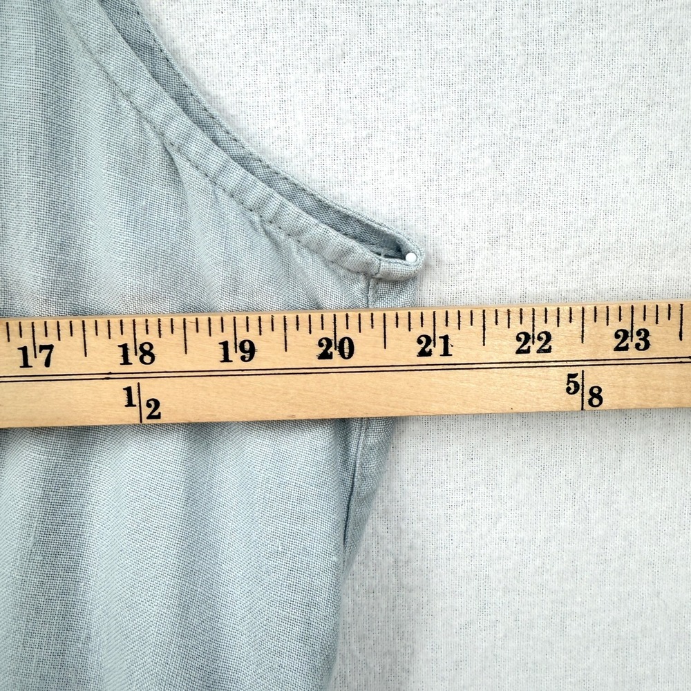 not PERFECT LINEN Palma Jumpsuit Women XL Blue Button Front Sleeveless Wide Leg - Picture 4 of 14